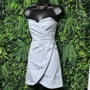 CHIC JUMP Dress Women‎ Small Gray Strapless Pleated Faux Wrap Cocktail 2742